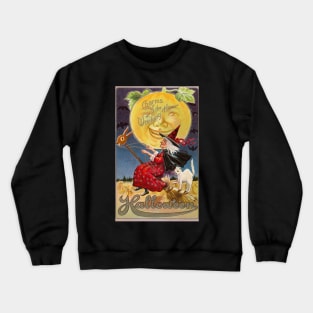 Vintage Halloween Witch Full Moon Crewneck Sweatshirt